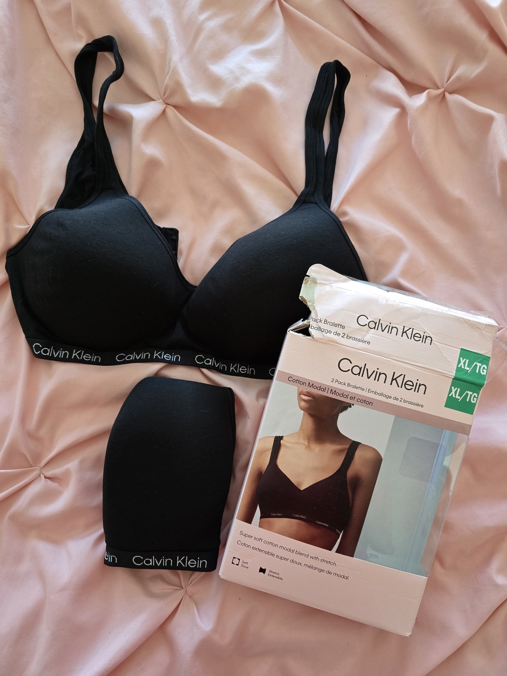 2 Calvin Klein Black Cotton-Modal Bralette
